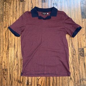 Banana Republic Luxury Touch Performance Polo Shirt Navy w/ Red Stripes Sz M